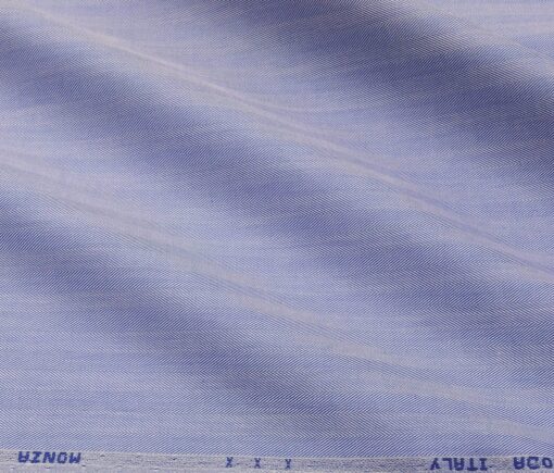 Monza Men's Cotton Herringbone 1.60 Meter Unstitched Shirt Fabric (Sky Blue)