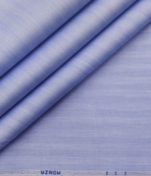 Monza Men's Cotton Herringbone 1.60 Meter Unstitched Shirt Fabric (Sky Blue)