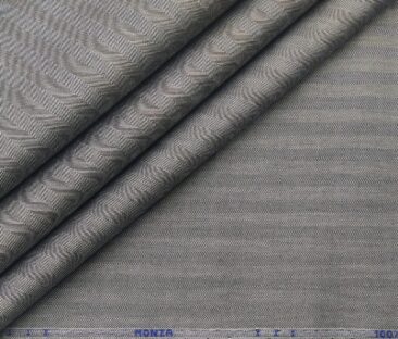 Monza Men's Cotton Herringbone 1.60 Meter Unstitched Shirt Fabric (Silver Grey)
