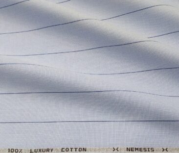 Monza Men's Cotton Striped 1.60 Meter Unstitched Shirt Fabric (Sky Blue)