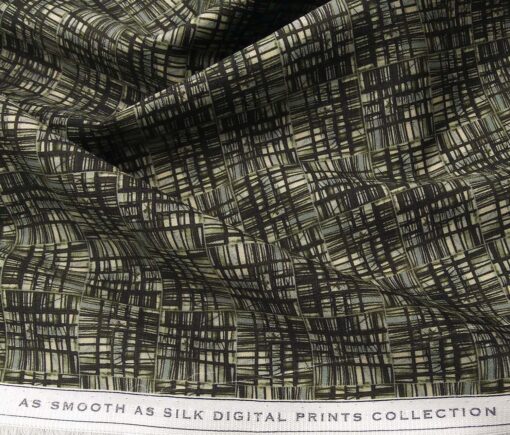 Nemesis Men's Giza Cotton Digital Printed Unstitched Shirt Fabric (Dark Green)