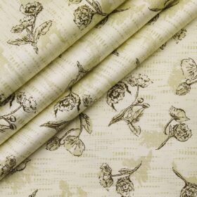 Nemesis Men's Giza Cotton Printed 1.60 Meter Unstitched Shirt Fabric (Cream)