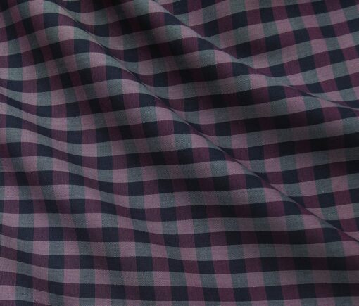 Nemesis Men's Giza Cotton Checks 1.80 Meter Unstitched Shirt Fabric (Purple)