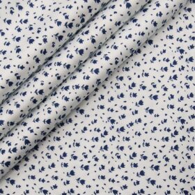 Nemesis Men's Giza Cotton Royal Blue Printed Unstitched Shirt Fabric (White)