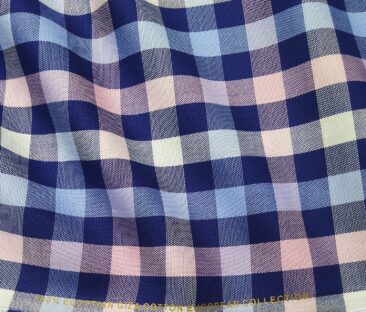 Nemesis Men's Giza Cotton Burberry Checks 1.80 Meter Unstitched Shirt Fabric (Multi Color)