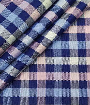 Nemesis Men's Giza Cotton Burberry Checks 1.80 Meter Unstitched Shirt Fabric (Multi Color)