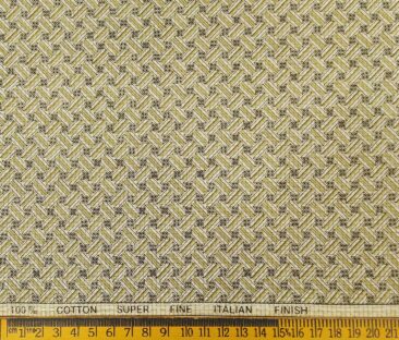 Pee Gee Men's Cotton Printed 1.60 Meter Unstitched Shirt Fabric (Cream)