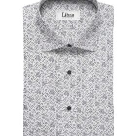 Pee Gee Men's Cotton Floral Printed 1.60 Meter Unstitched Shirt Fabric (White)