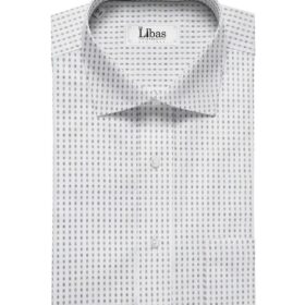Pee Gee Men's Cotton Printed 1.60 Meter Unstitched Shirt Fabric (White)