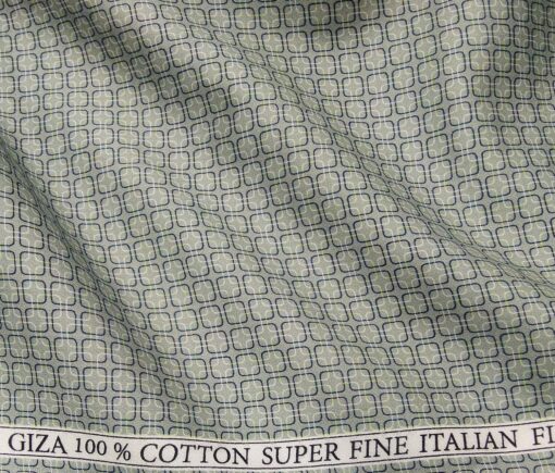 Pee Gee Men's Giza Cotton Printed 1.60 Meter Unstitched Shirt Fabric (Light Green)