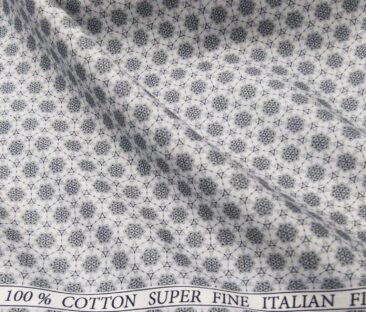 Pee Gee Men's Cotton Printed 1.60 Meter Unstitched Shirt Fabric (Light Grey)