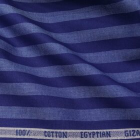 Raymond Men's Giza Cotton Striped 1.80 Meter Unstitched Shirt Fabric (Dark Blue)
