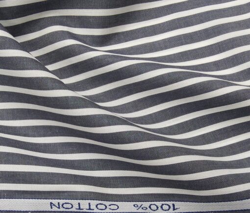 Raymond Men's Cotton Stripes Unstitched Shirt Fabric (Grey)