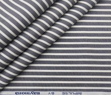 Raymond Men's Cotton Stripes 1.80 Meter Unstitched Shirt Fabric (Grey)