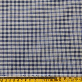 Raymond Men's Giza Cotton Blue Checks 1.80 Meter Unstitched Shirt Fabric (Light Grey)