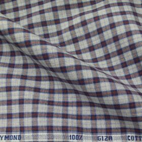 Raymond Men's Giza Cotton Maroon Checks 1.80 Meter Unstitched Shirt Fabric (Light Grey)