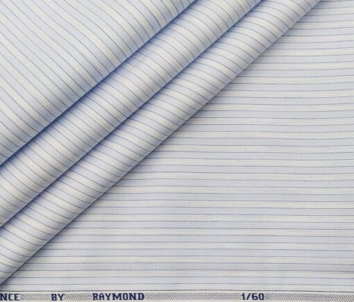 Raymond Men's Giza Cotton Striped 1.80 Meter Unstitched Shirt Fabric (Sky Blue)