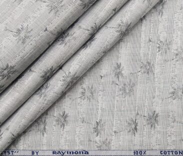 Raymond Men's Cotton Jacquard 1.80 Meter Unstitched Shirt Fabric (Light Grey)
