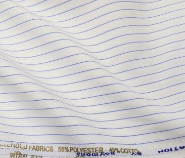 Raymond Men's Poly Cotton Stripes 1.80 Meter Unstitched Shirt Fabric (White)