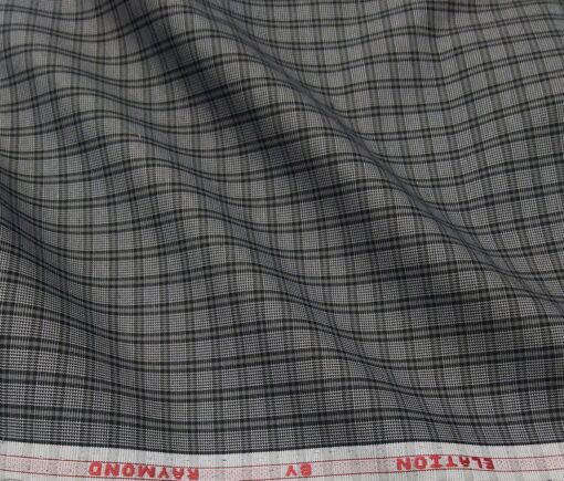 Raymond Men's Poly Cotton Checks 1.80 Meter Unstitched Shirt Fabric (Black)