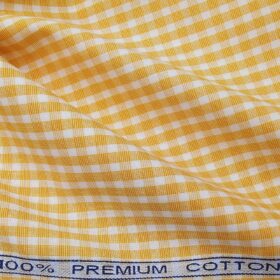 Raymond Men's Cotton Checks 1.80 Meter Unstitched Shirt Fabric (Orange)