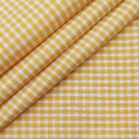 Raymond Men's Cotton Checks 1.80 Meter Unstitched Shirt Fabric (Orange)
