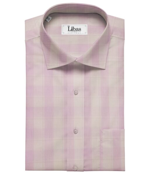 Raymond Men's Cotton Broad Checks 1.80 Meter Unstitched Shirt Fabric (Light Pink)