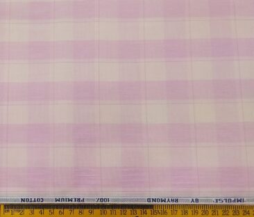 Raymond Men's Cotton Broad Checks 1.80 Meter Unstitched Shirt Fabric (Light Pink)