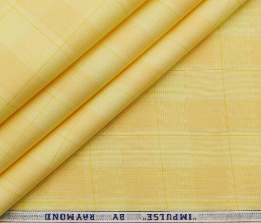 Raymond Men's Cotton Broad Checks 1.80 Meter Unstitched Shirt Fabric (Light Yellow)