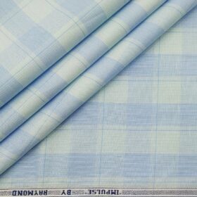 Raymond Men's Cotton Broad Checks 1.80 Meter Unstitched Shirt Fabric (Sky Blue)