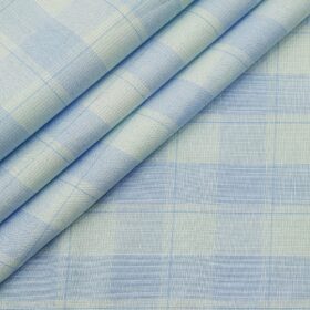 Raymond Men's Cotton Broad Checks 1.80 Meter Unstitched Shirt Fabric (Sky Blue)