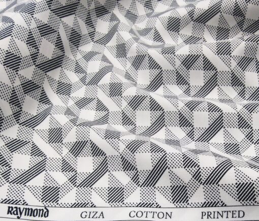 Raymond Men's Giza Cotton Black Printed Unstitched Shirt Fabric (White)