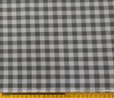 Raymond Men's Cotton Checks 1.80 Meter Unstitched Technostretch Shirt Fabric (Light Grey)