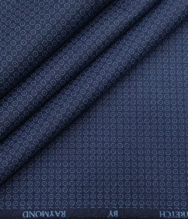 Raymond Men's Cotton Printed 1.80 Meter Unstitched Technostretch Shirt Fabric (Dark Blue)