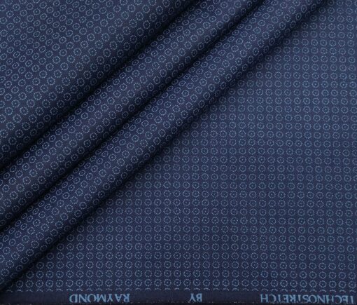 Raymond Men's Cotton Printed 1.80 Meter Unstitched Technostretch Shirt Fabric (Dark Blue)