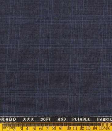 Raymond Men's Poly Viscose Unstitched Checks Suiting Fabric (Aegean Blue)