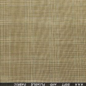 Raymond Men's Poly Viscose Unstitched Checks Suiting Fabric (Beige)
