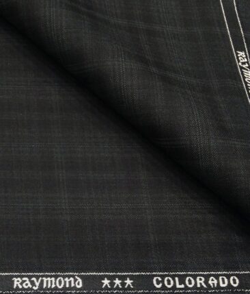Raymond Men's Poly Viscose Unstitched Self Checks Suiting Fabric (Black)