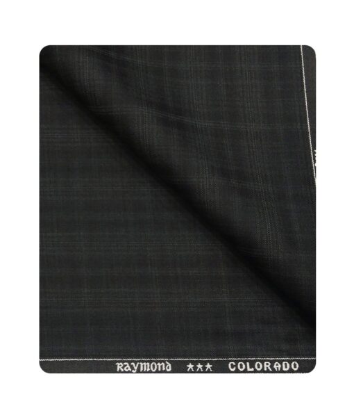 Raymond Men's Poly Viscose Unstitched Self Checks Suiting Fabric (Black)