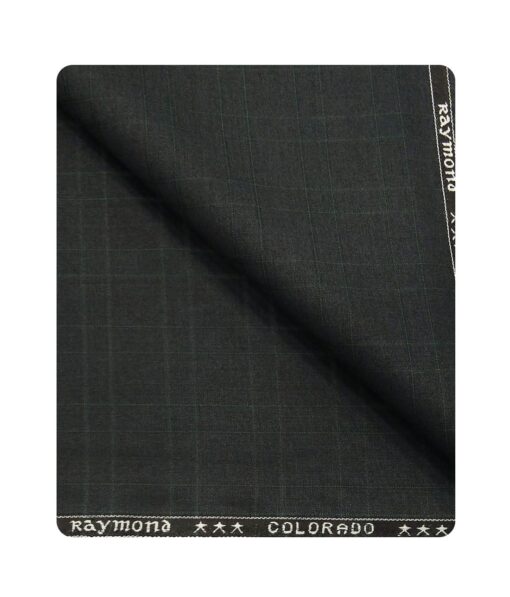 Raymond Men's Poly Viscose Unstitched Self Checks Suiting Fabric (Dark Green)