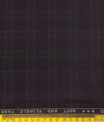 Raymond Men's Poly Viscose Unstitched Checks Suiting Fabric (Dark Purple)