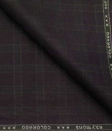 Raymond Men's Poly Viscose Unstitched Checks Suiting Fabric (Dark Purple)