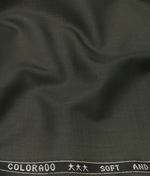 Raymond Men's Poly Viscose Unstitched Solids  Suiting Fabric (Dark Seaweed Gren)