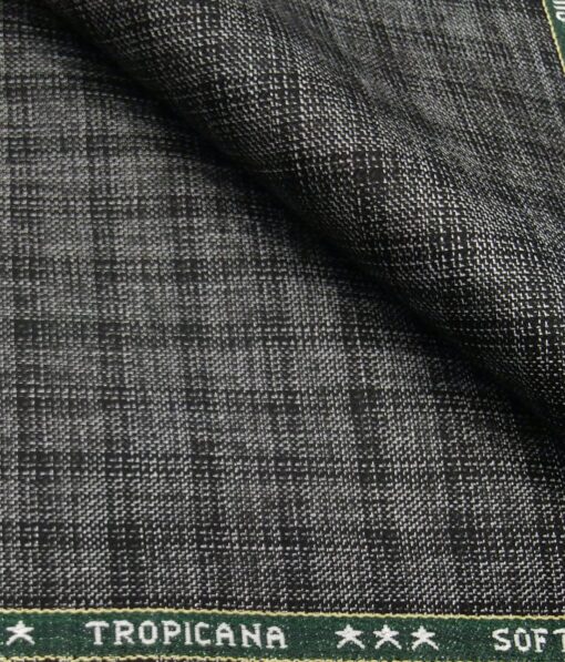 Raymond Men's Poly Viscose Unstitched Khadi Look Structured cum Checks Suiting Fabric (Grey)