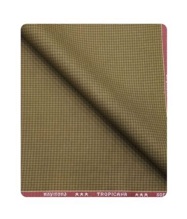 Raymond Men's Poly Viscose Unstitched Micro Checks Suiting Fabric (Khakhi)