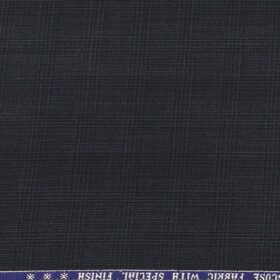 Raymond Men's Poly Viscose Unstitched Self Checks Suiting Fabric (Dark Blue)