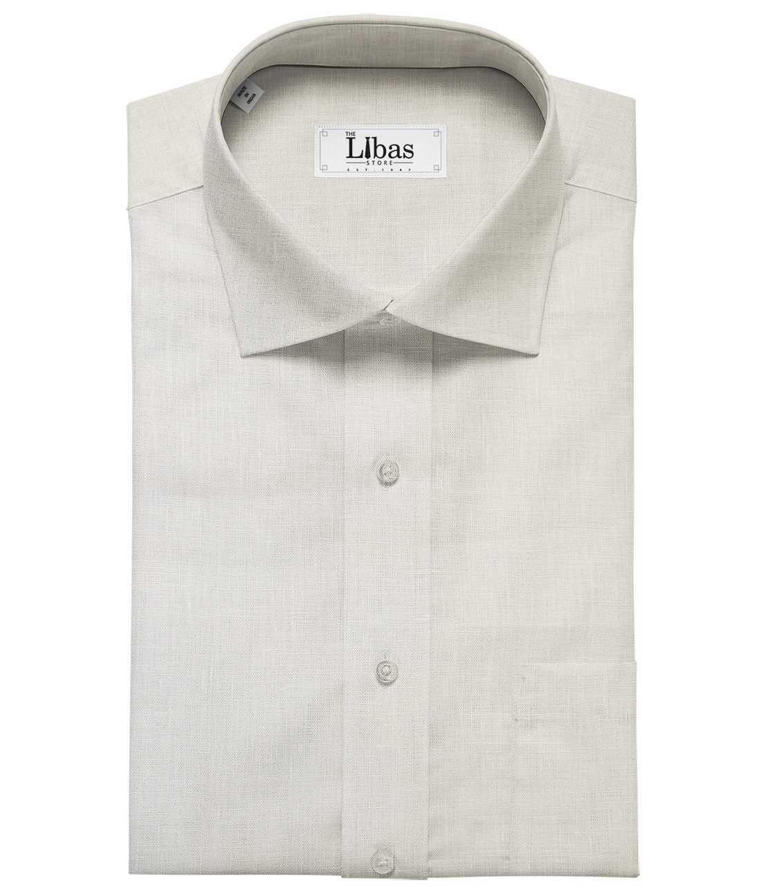 Linen Club Men's Linen 40 LEA Solid Unstitched Shirting Fabric (Milky White)