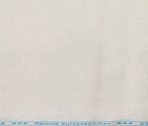 Linen Club Men's Linen 50 LEA Solid Unstitched Shirting Fabric (Milky White)