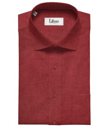 Linen Club Men's Linen 50 LEA Self Design Unstitched Shirting Fabric (Berry Red)