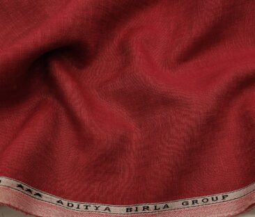 Linen Club Men's Linen 50 LEA Self Design Unstitched Shirting Fabric (Berry Red)